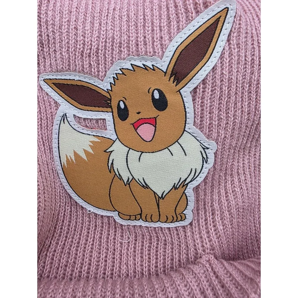 Pokemon Eevee Pink Knit Beanie Hat Soft Folded Cuff Design Accessories With Tag